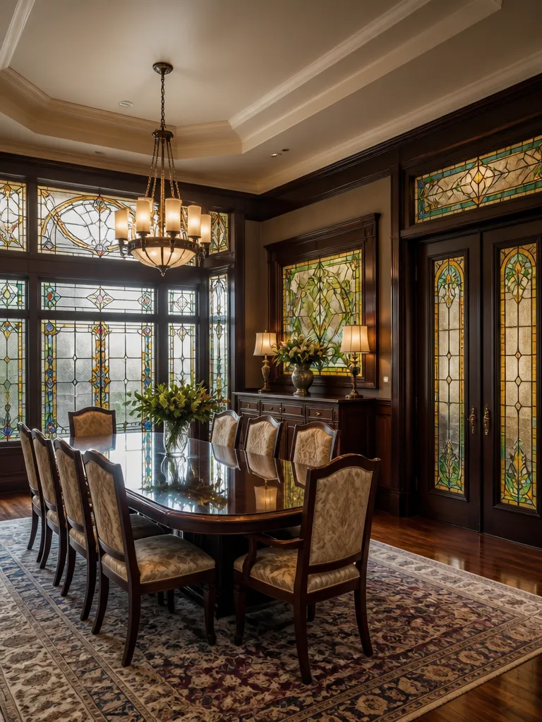 Stained Glass Dining Room Luxury editorial staging