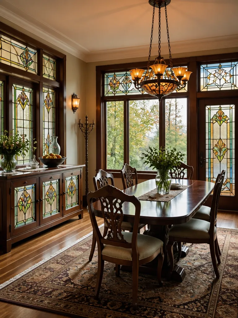 Stained Glass Dining Room Warm residential staging