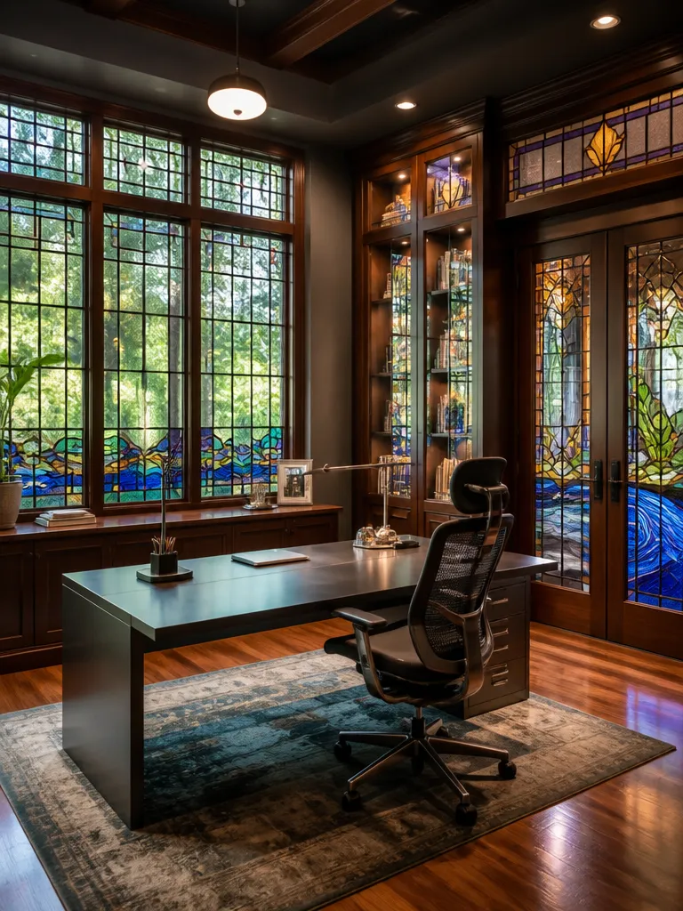 Stained Glass Home Office Luxury editorial staging