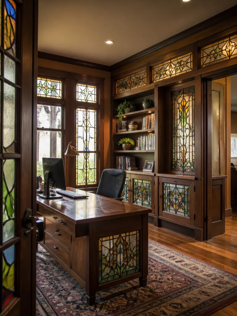 Stained Glass Home Office Warm residential staging