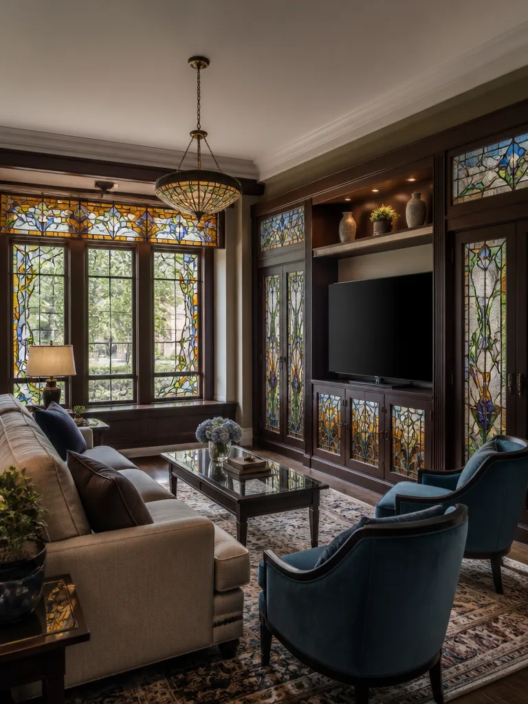 Stained Glass Living Room Luxury editorial staging