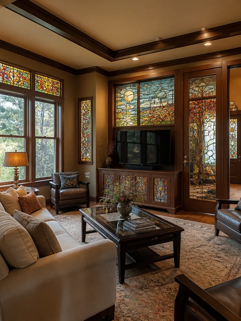 Stained Glass Living Room Warm residential staging