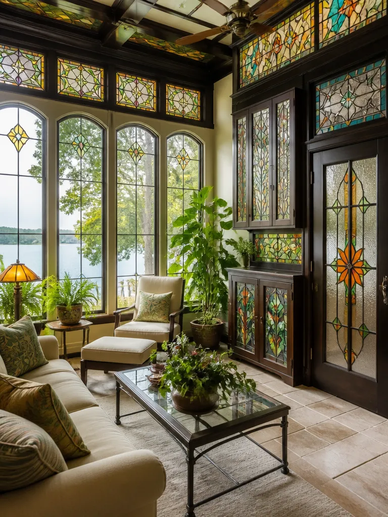 Stained Glass Sunroom Luxury editorial staging