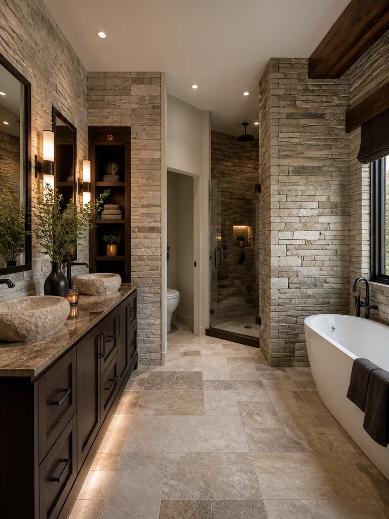 Stone Veneer Bathroom Luxury editorial staging
