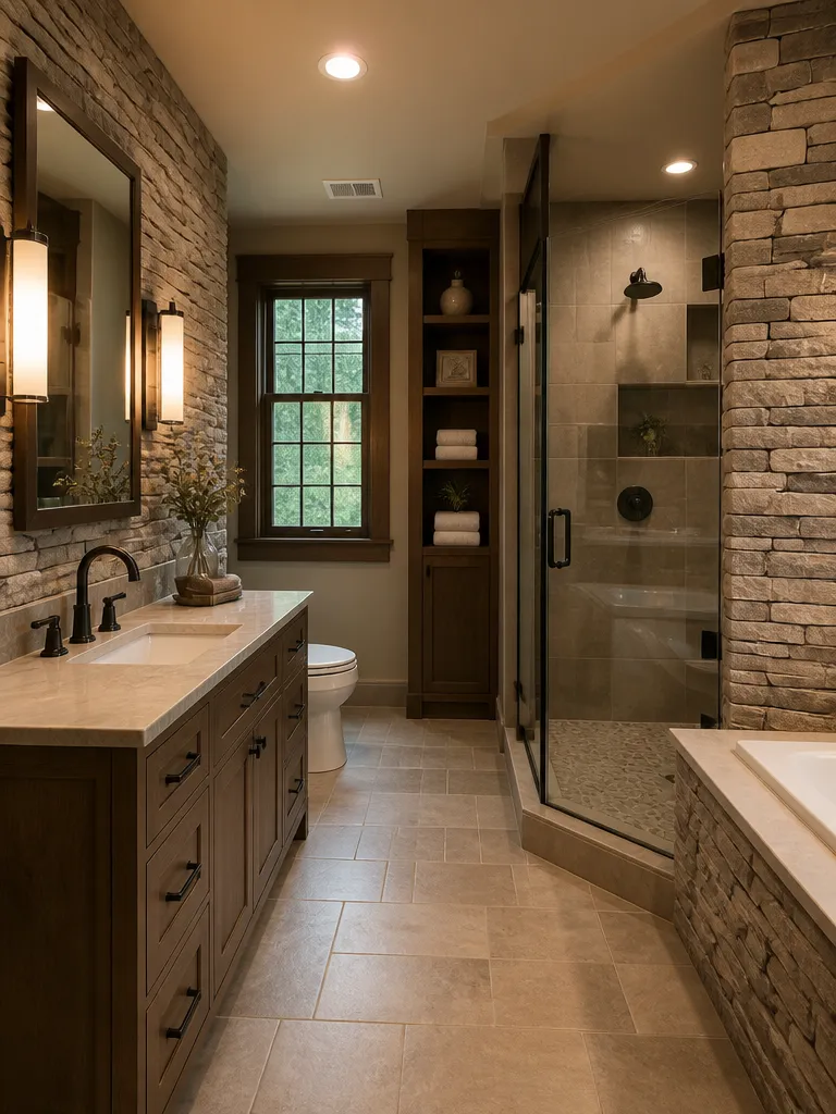 Stone Veneer Bathroom Warm residential staging