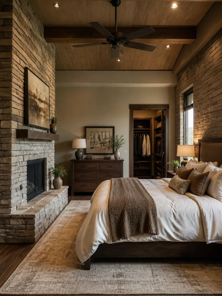 Stone Veneer Bedroom Luxury editorial staging