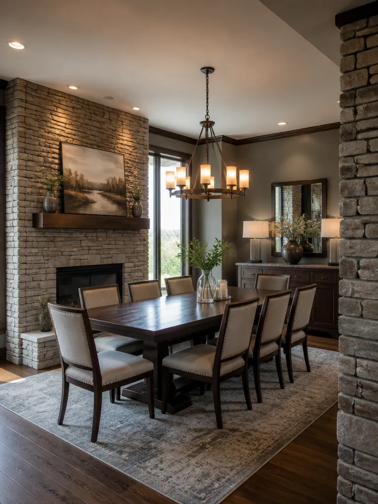 Stone Veneer Dining Room