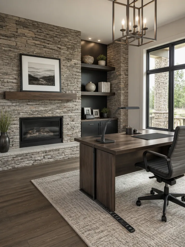 Stone Veneer Home Office