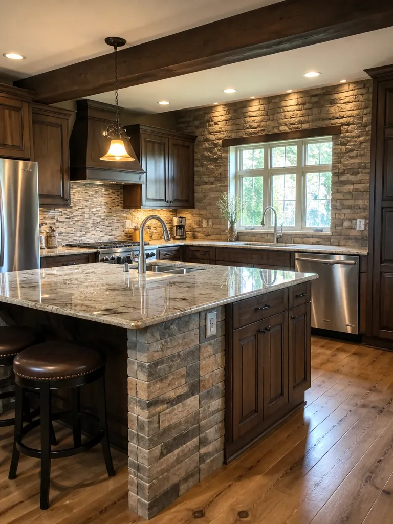 Stone Veneer Kitchen Warm residential staging