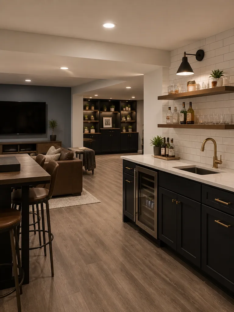 Subway Tile Basement Warm residential staging