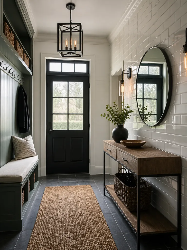 Subway Tile Entryway Luxury editorial staging