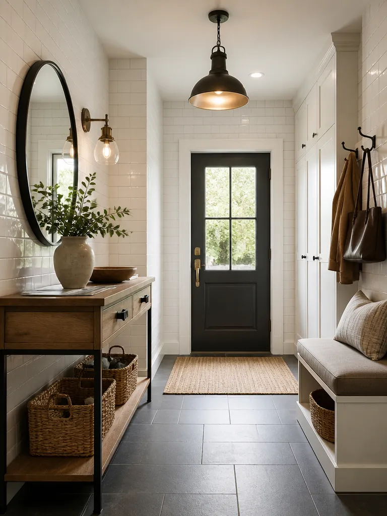 Subway Tile Entryway Warm residential staging