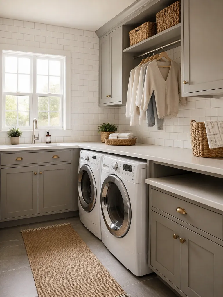 Subway Tile Laundry Room Warm residential staging