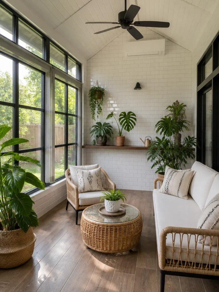 Subway Tile Sunroom