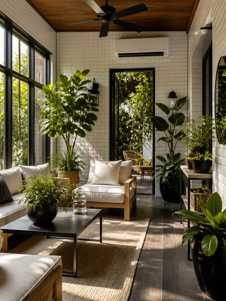 Subway Tile Sunroom Luxury editorial staging