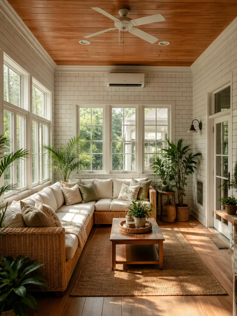 Subway Tile Sunroom Warm residential staging