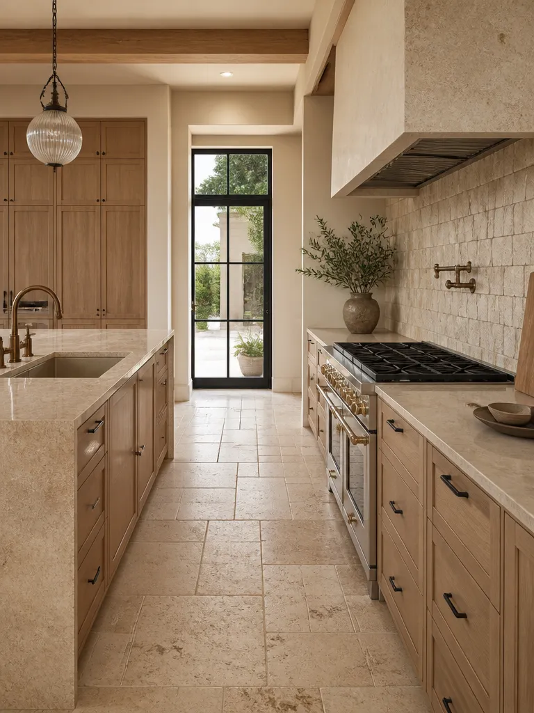 Travertine Tile Kitchen Luxury editorial staging