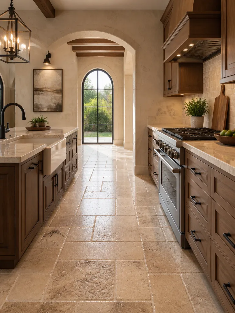 Travertine Tile Kitchen Warm residential staging