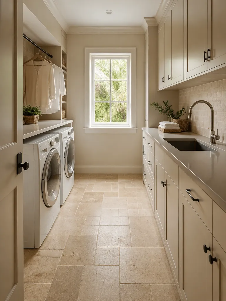 Travertine Tile Laundry Room