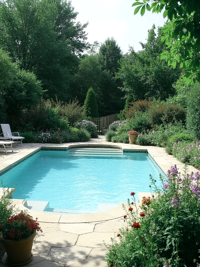 Travertine Tile Pool Area Warm residential staging
