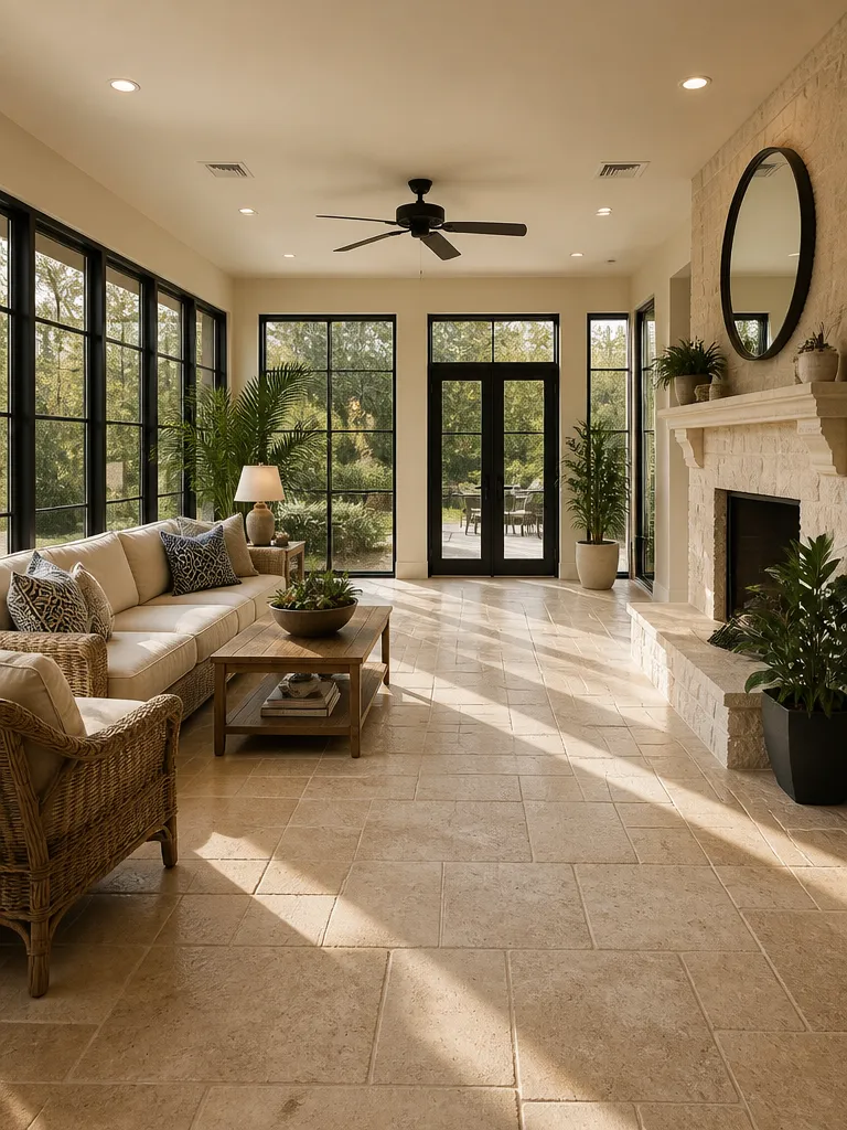 Travertine Tile Sunroom