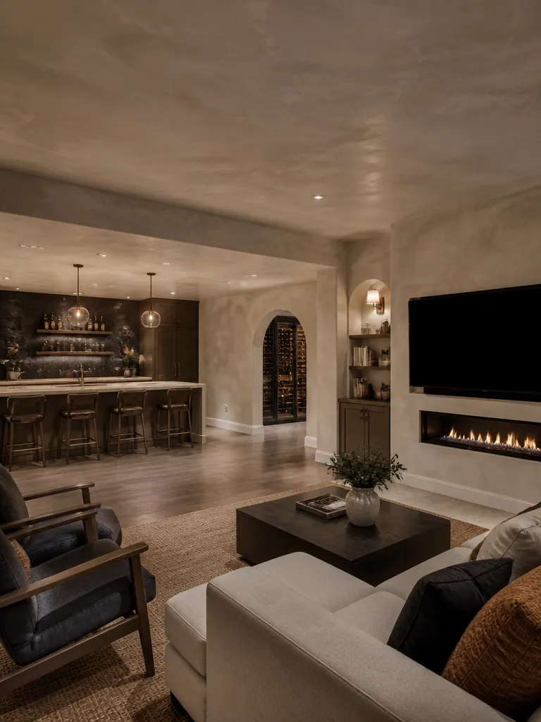 Venetian Plaster Basement Warm residential staging