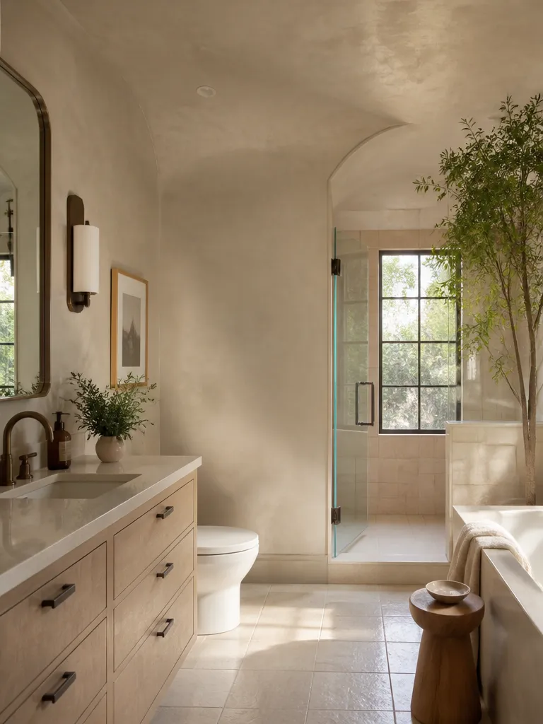 Venetian Plaster Bathroom Warm residential staging