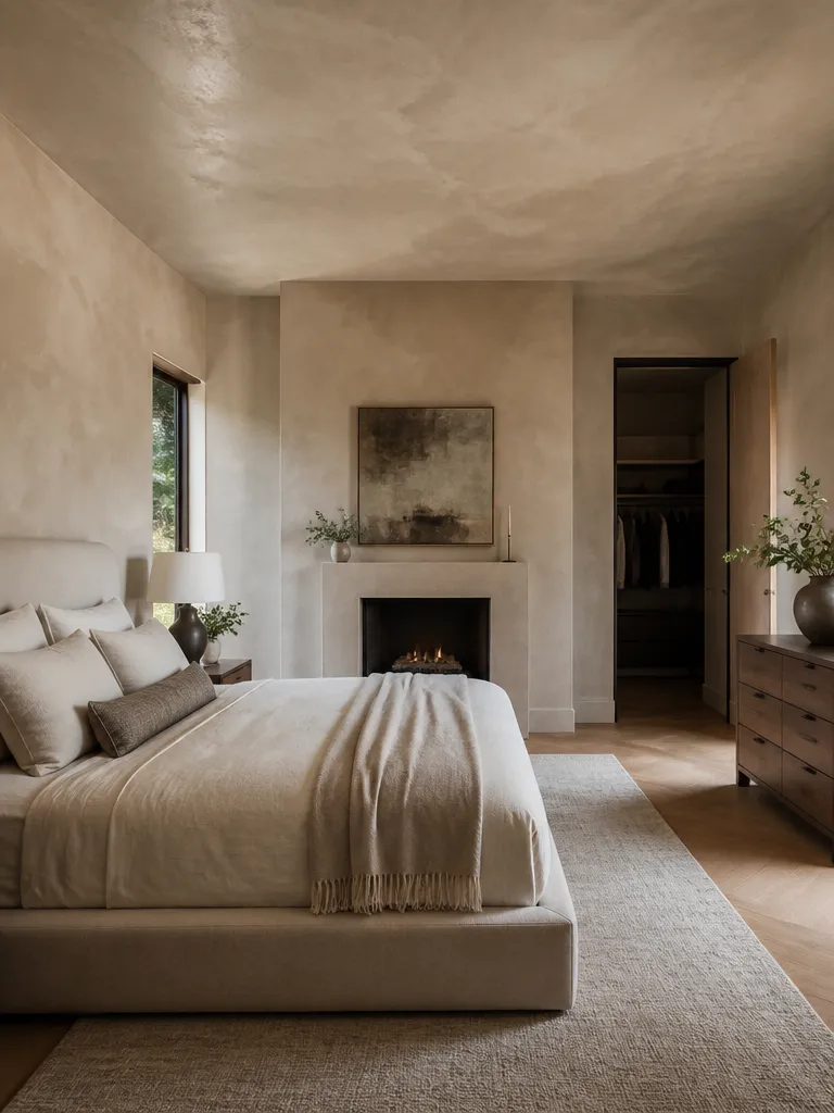 Venetian Plaster Bedroom Warm residential staging
