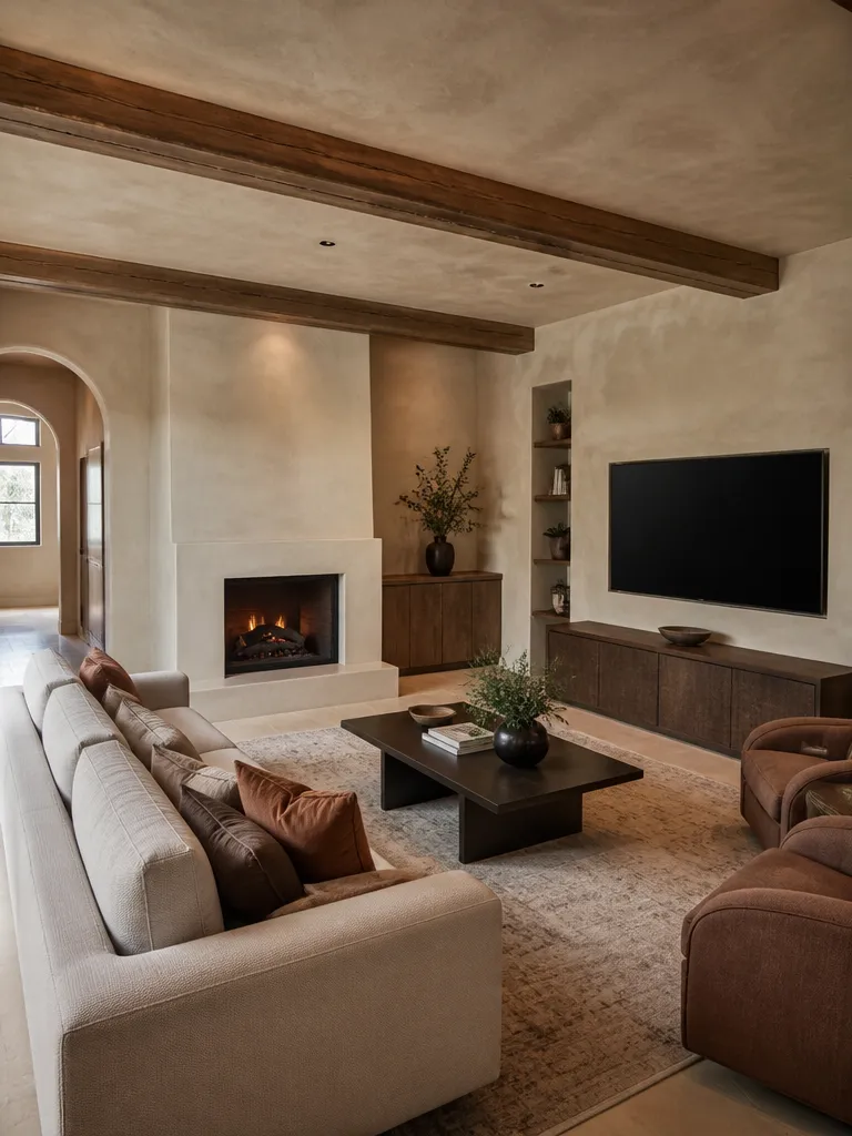 Venetian Plaster Living Room Warm residential staging