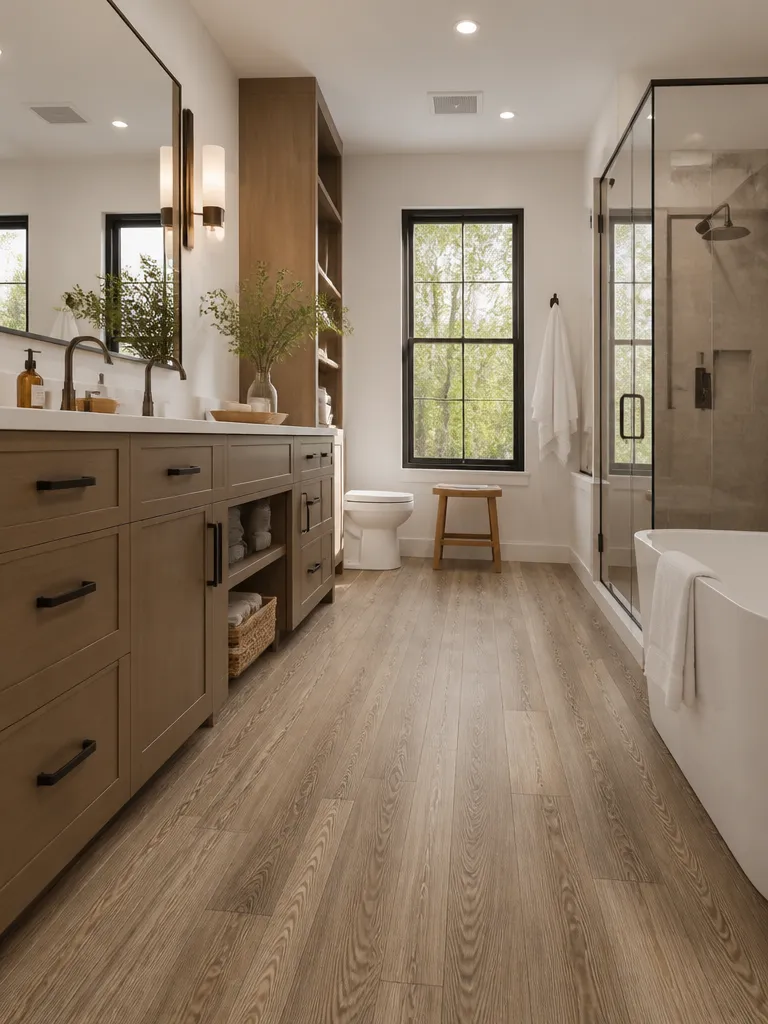 Vinyl Plank Flooring Bathroom Luxury editorial staging