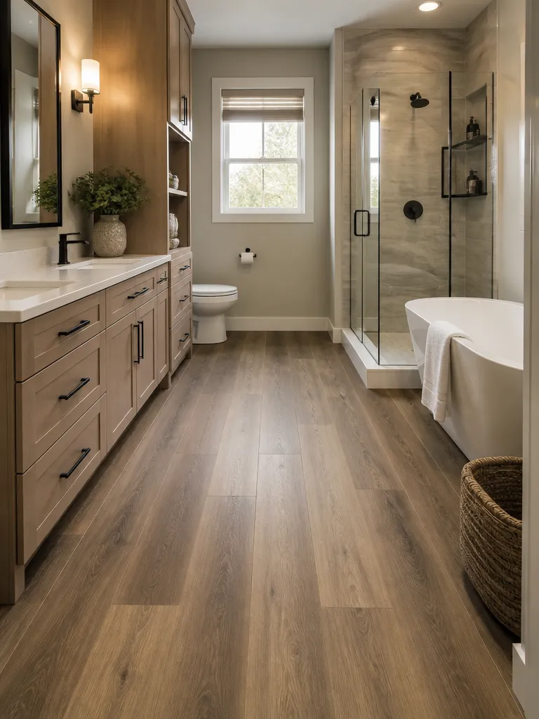 Vinyl Plank Flooring Bathroom Warm residential staging