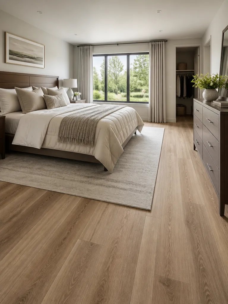 Vinyl Plank Flooring Bedroom Luxury editorial staging