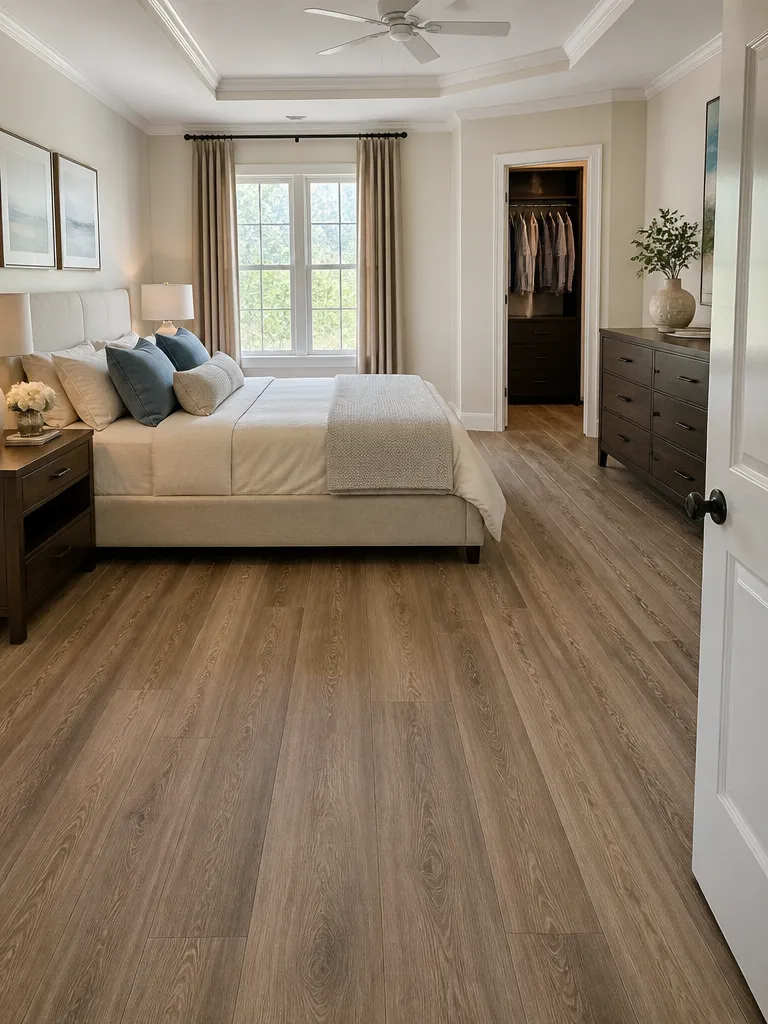 Vinyl Plank Flooring Bedroom Warm residential staging