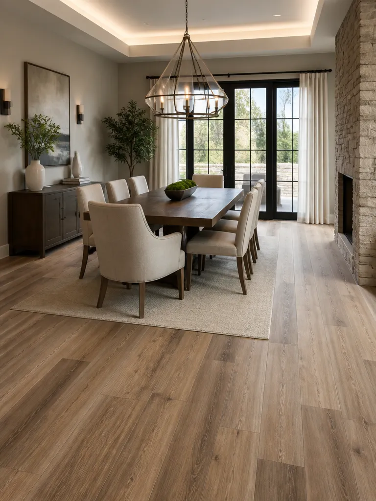 Vinyl Plank Flooring Dining Room Luxury editorial staging