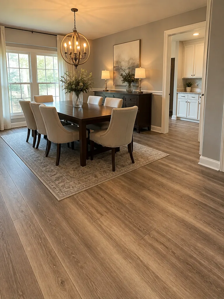 Vinyl Plank Flooring Dining Room Warm residential staging