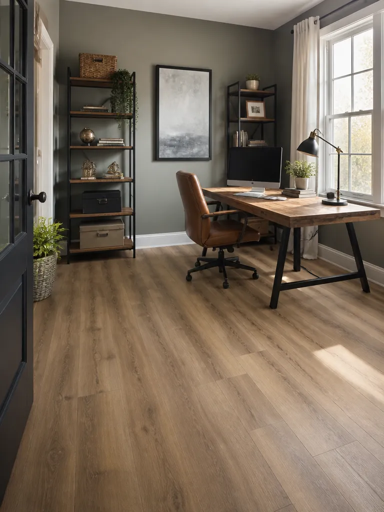 Vinyl Plank Flooring Home Office Warm residential staging
