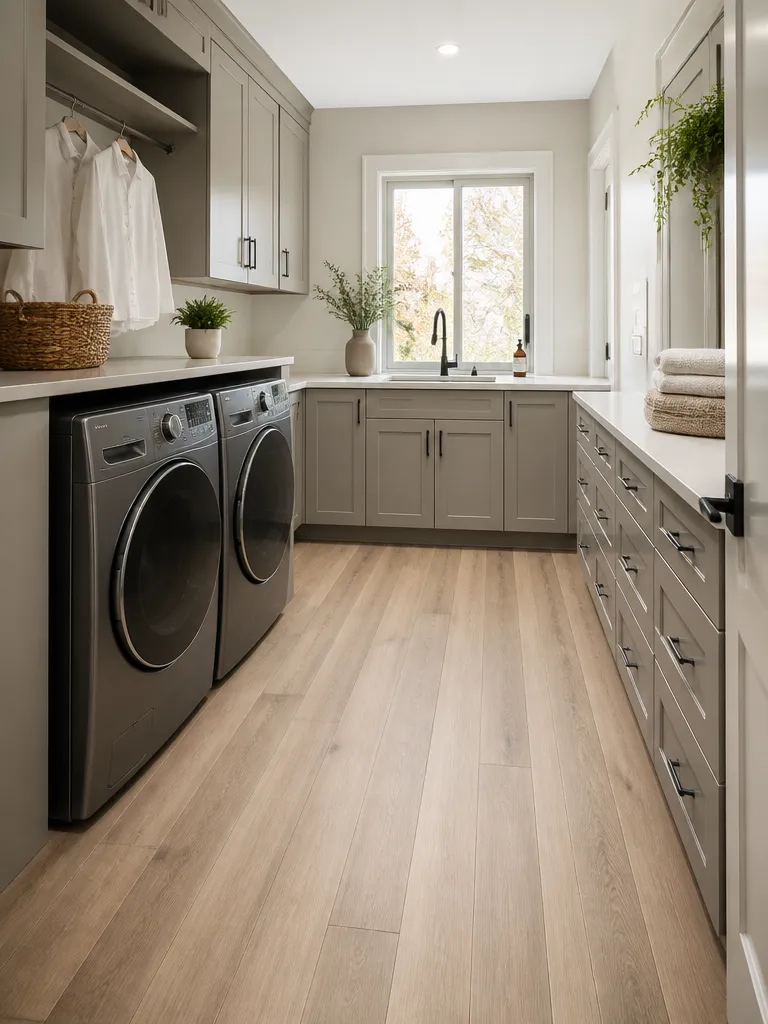 Vinyl Plank Flooring Laundry Room Luxury editorial staging