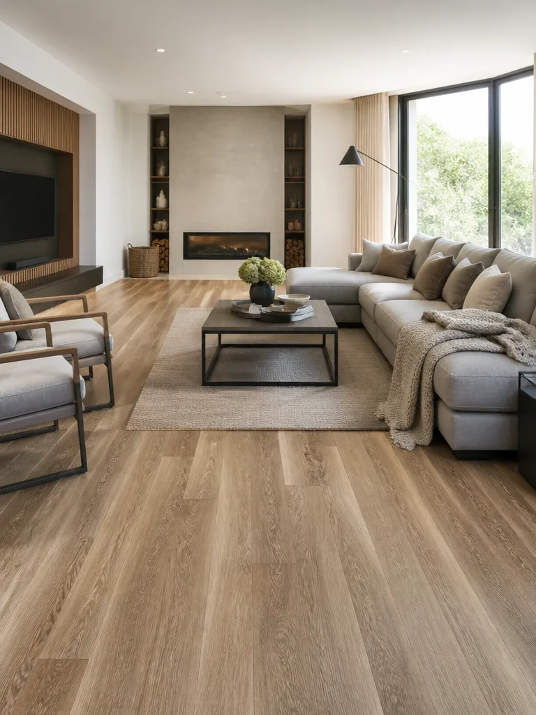 Vinyl Plank Flooring Living Room Luxury editorial staging