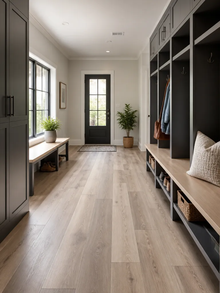 Vinyl Plank Flooring Mudroom Luxury editorial staging