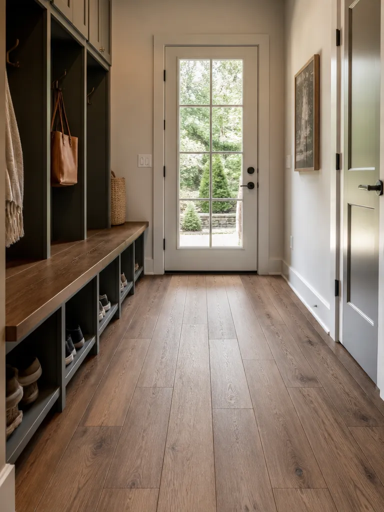 Vinyl Plank Flooring Mudroom Warm residential staging