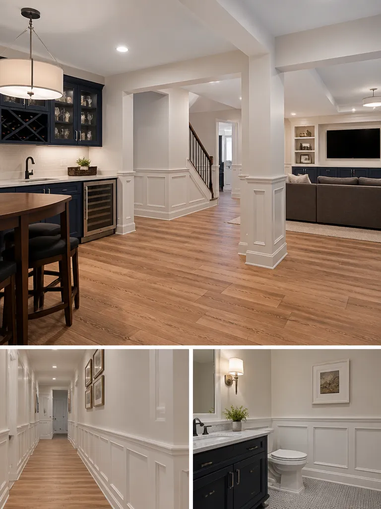 Wainscoting Basement Warm residential staging