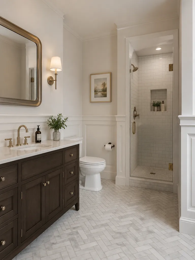 Wainscoting Bathroom Warm residential staging
