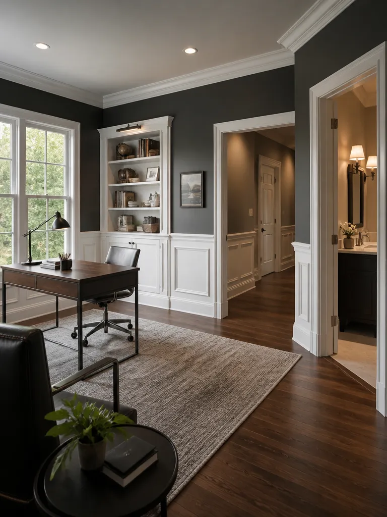 Wainscoting Home Office Luxury editorial staging