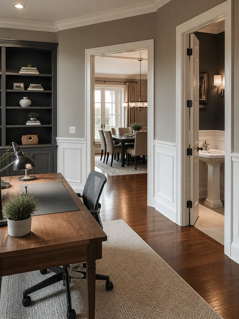 Wainscoting Home Office Warm residential staging