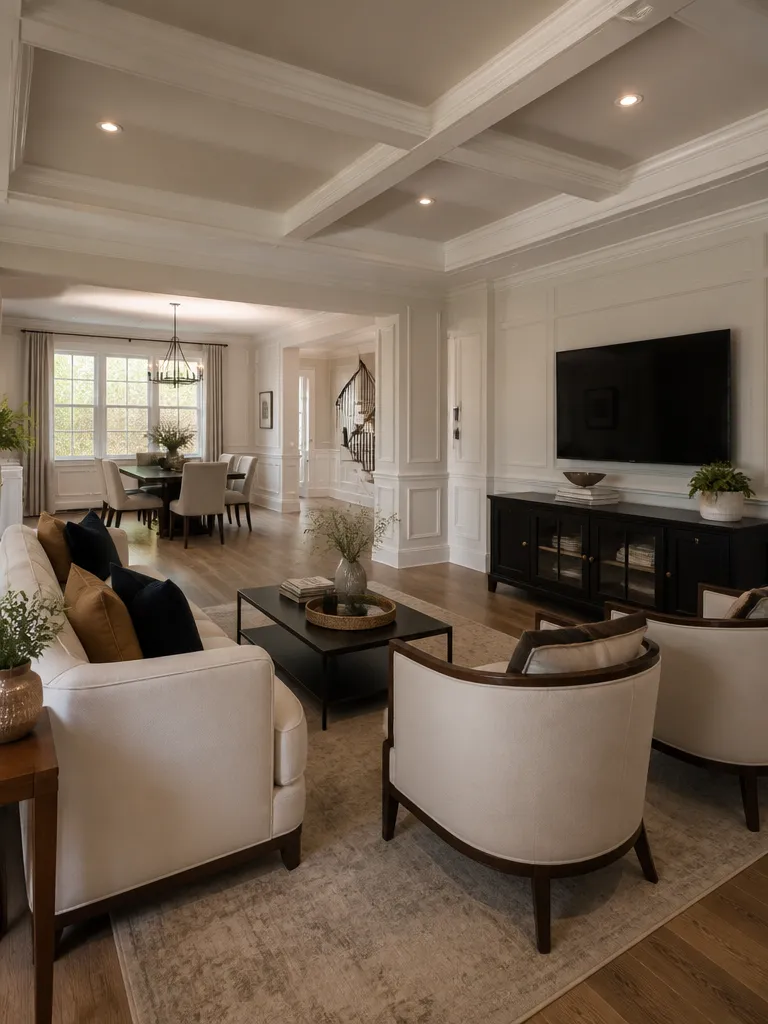 Wainscoting Living Room Luxury editorial staging