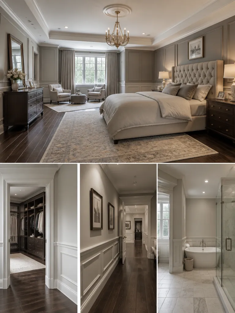 Wainscoting Master Bedroom Luxury editorial staging