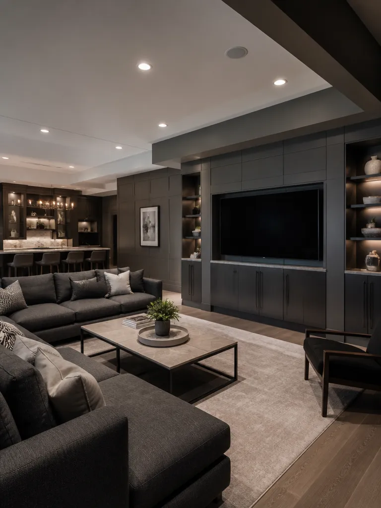 Wall Paneling Basement Luxury editorial staging