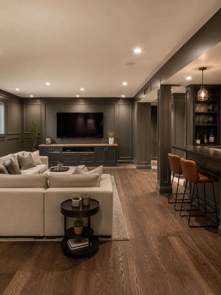 Wall Paneling Basement Warm residential staging