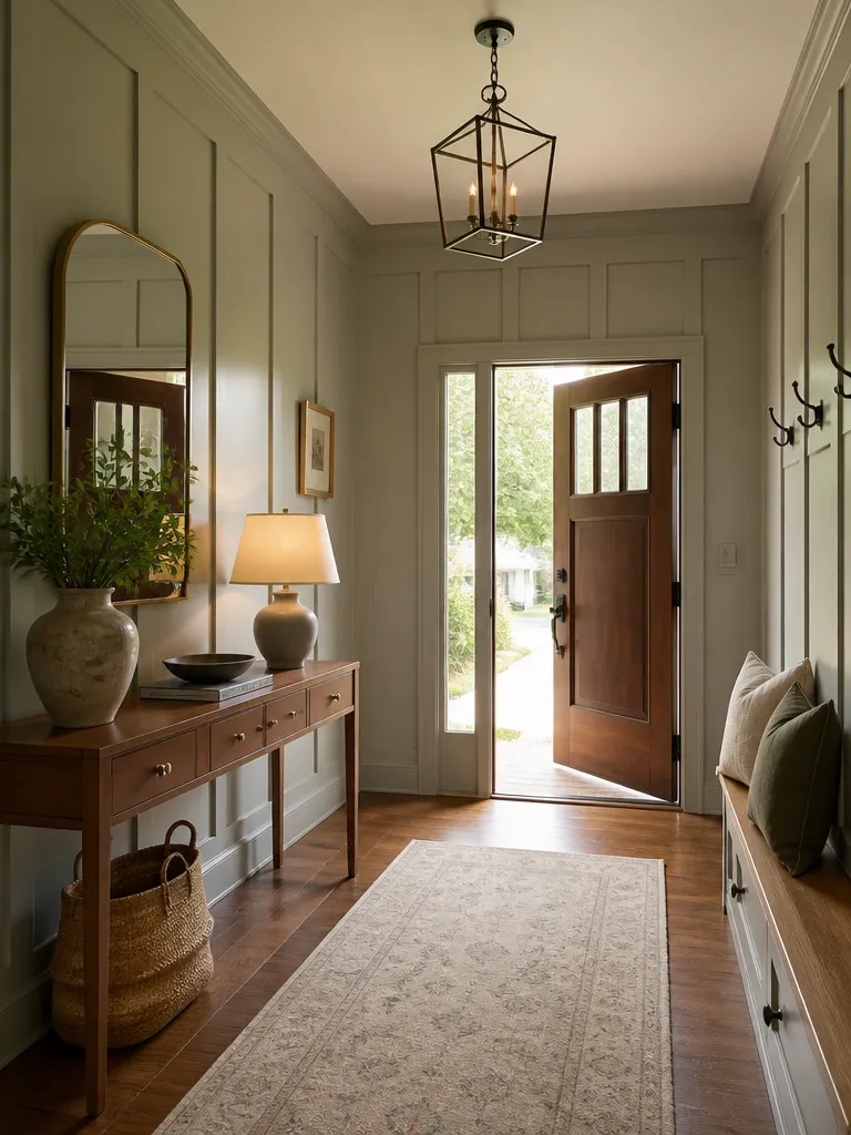 Wall Paneling Entryway Warm residential staging