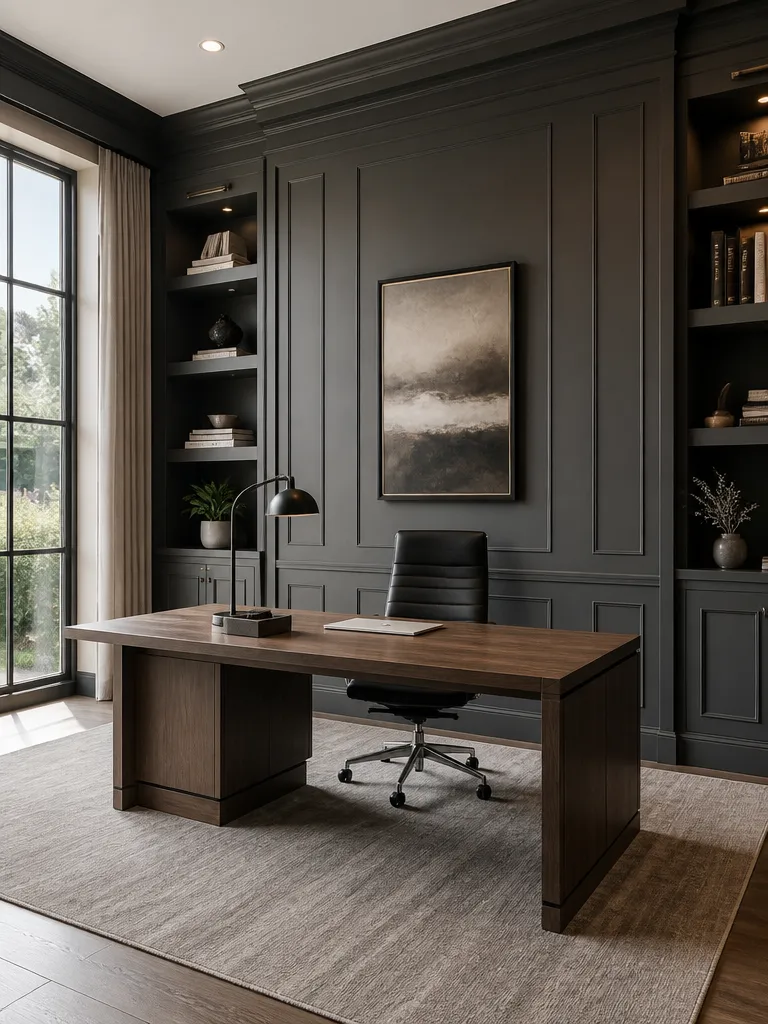 Wall Paneling Home Office Luxury editorial staging